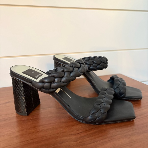 Dolce Vita Womens Paily Block Heels Stella Black Sandals Braided Leather 7 - 7.5 - Picture 6 of 10
